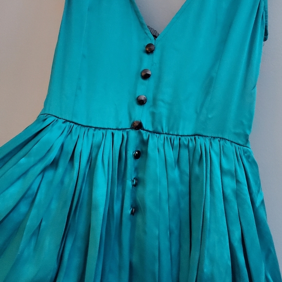 Peacock Green Silk & Lace Tracy Reece Dress Sz 6 - Picture 6 of 12